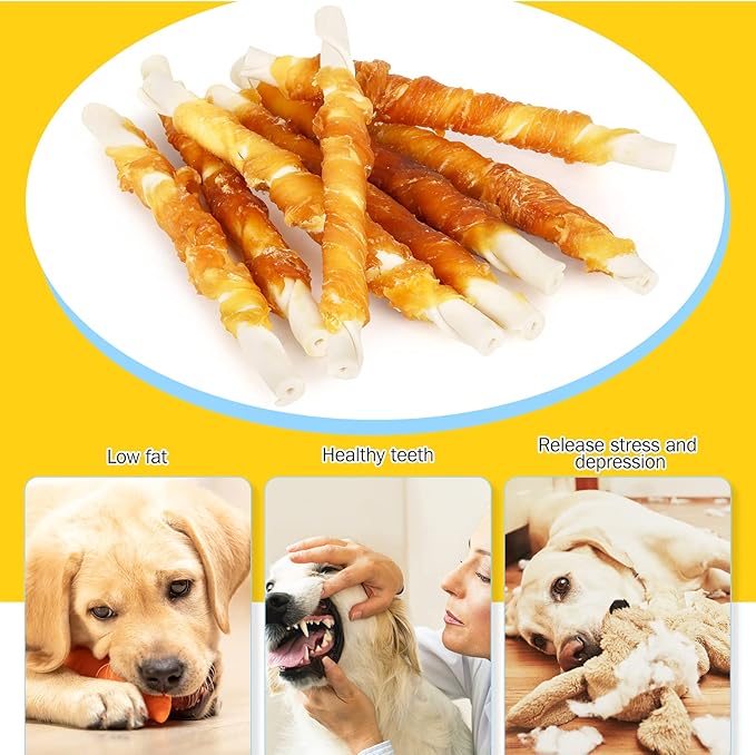 HealthyBones Chicken Breast Wrapped Natural Dog Treats for Coton de Tulear and Other Small Companion Dogs, 18 Count