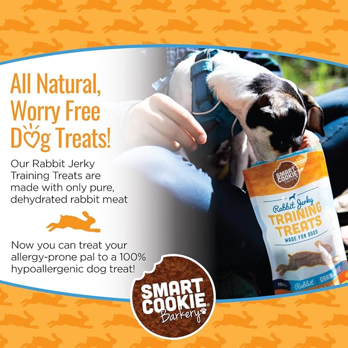 Single Ingredient Rabbit Jerky Dog Treats - Bite Size Training Treats for Dogs and Puppies with Allergies and Sensitive Stomachs - Dehydrated, 100% Meat, Made in USA - 3oz, Pack of 1