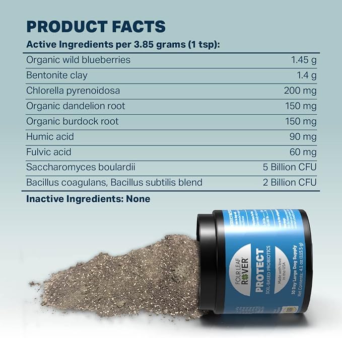 Protect - Soil-Based Probiotics for Dogs with Food-Based Prebiotics for Gut Health and Immune Support - 12 to 60 Day Supply, Depending on Dog’s Weight - Vet Formulated