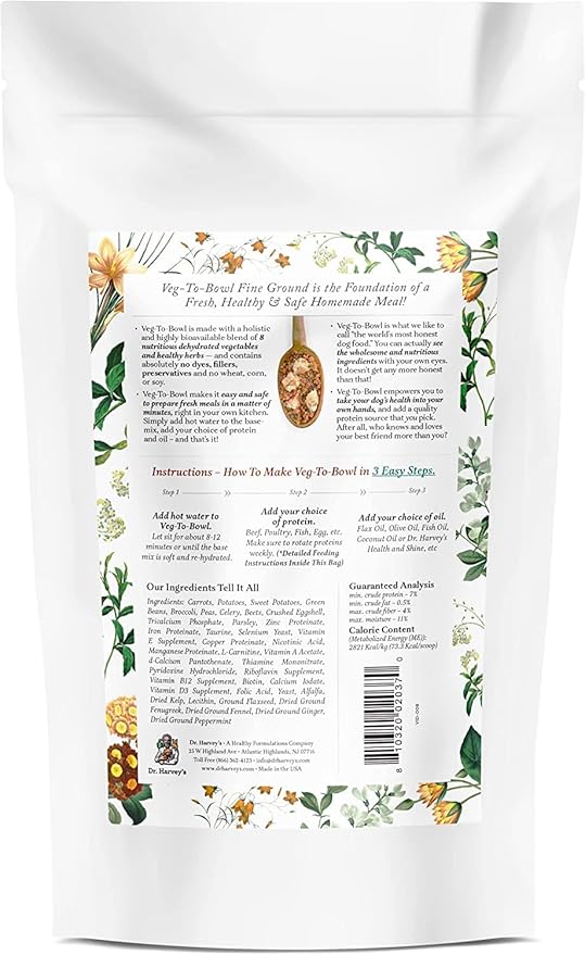 Dr. Harvey's Veg-to-Bowl Fine Ground Dog Food, Human Grade Dehydrated Base Mix for Dogs, Grain Free Holistic Mix for Small Dogs Trial Size (6.5 oz)