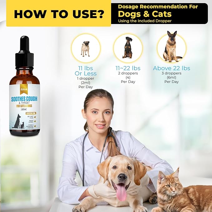 Respiratory Relief: Natural Cat and Dog Cough Medicine - Soothes Sneezing, Treats Kennel Cough, Supports Trachea Collapse and Pet Asthma (100 ML)