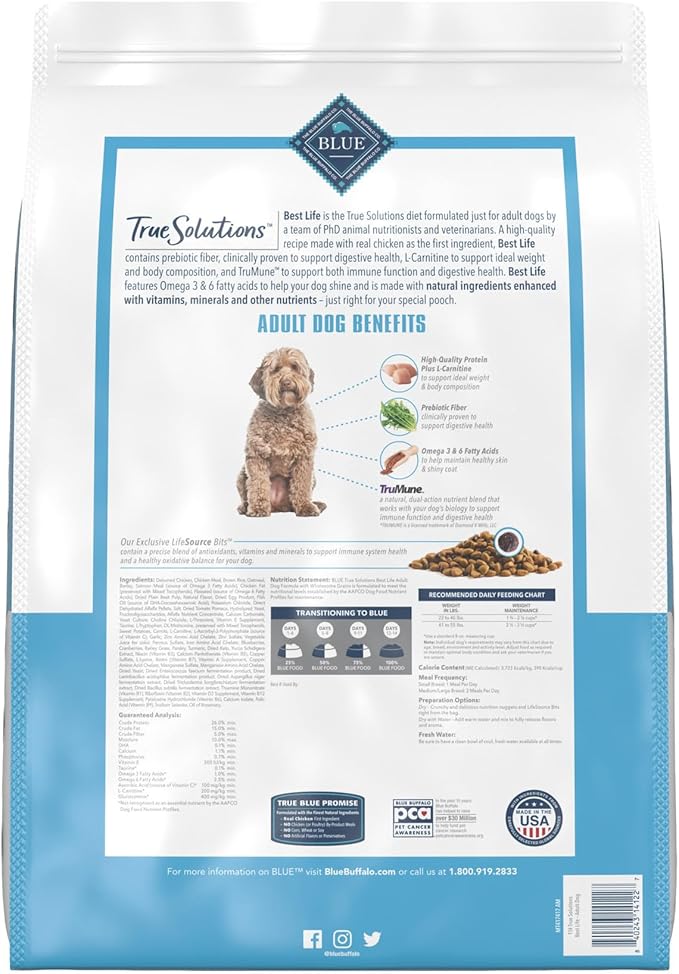 Blue Buffalo True Solutions Best Life Natural Medium Breed Adult Dry Dog Food, Chicken 11-lb