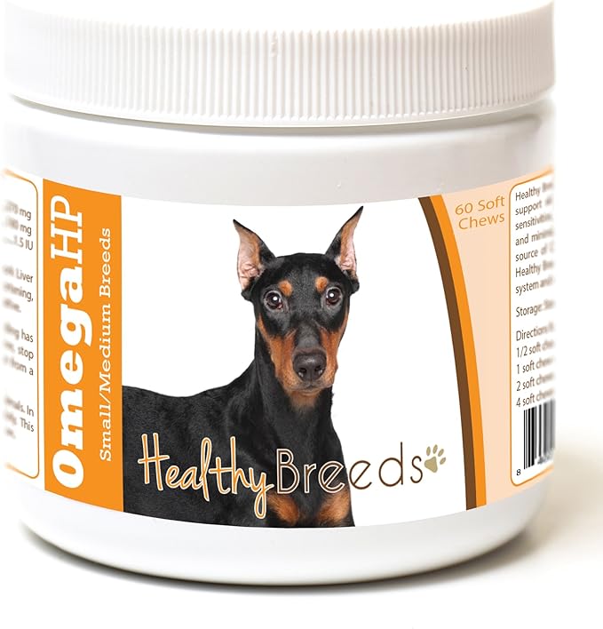 Healthy Breeds German Pinscher Omega HP Fatty Acid Skin and Coat Support Soft Chews 60 Count