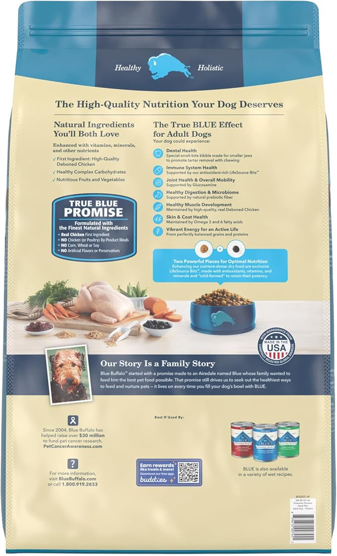 Blue Buffalo Life Protection Formula Natural Adult Small Bite Dry Dog Food, Chicken and Brown Rice 30-lb