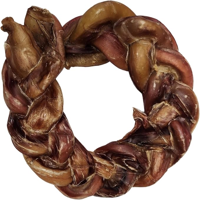 hotspot pets Braided Bully Stick Rings for Dogs - Premium All Natural Long Twisted Beef Pizzle Dog Chew Treats - Grain Free Fully Digestible Rawhide Alternative Bones