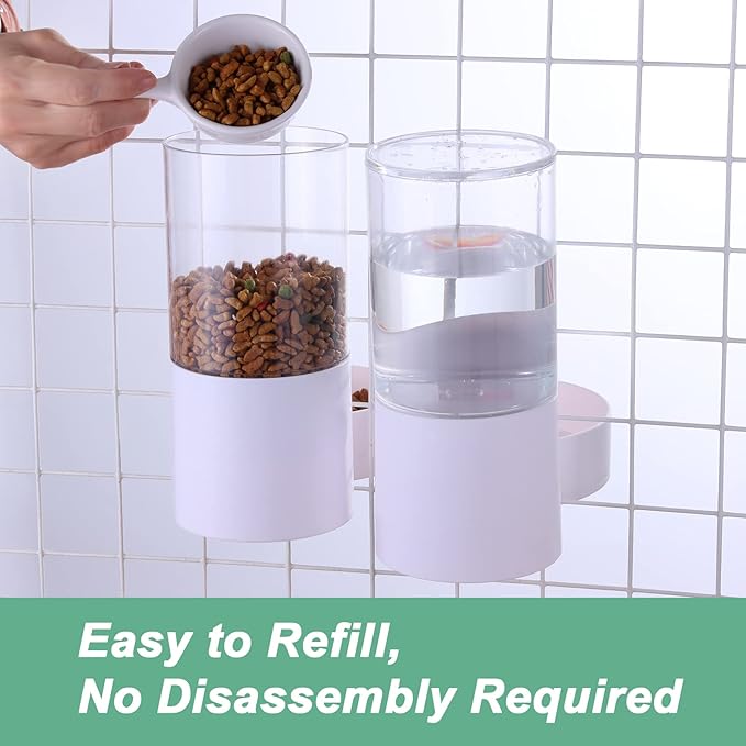 Hanging Automatic Food Water Dispenser,Gravity Rabbit Feeder and Water Dispenser Set,Cage Cat Food and Water Dispenser Food Bowl for Bunny Chinchilla Guinea Pig Hedgehog Ferret