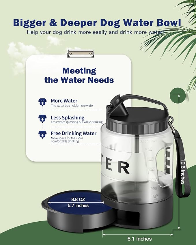 77oz Dog Water Bottle Dog Travel Water Bottle, Portable Dog Water Bowl Dispenser for Travel Camping Hiking Walking, Dog Water Drinking Bottle Dog Travel Water Bowl for Large Dogs