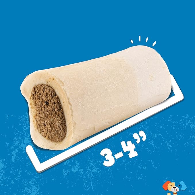 Jack&Pup Filled Dog Bones for Aggressive Chewers, 3-to-4-Inch Dog Chew Treats Dog Bone - Bully Stick Beef Flavor - All Natural Dog Bones Stuffed Dog Dental Treats - 4 Pack