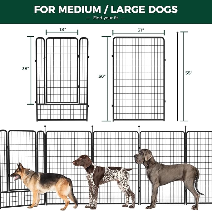 FXW Rollick Dog Playpen for Yard, RV CampingâPatented, 50 inch 16 Panels