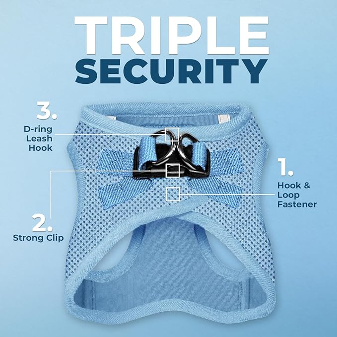 Voyager Step-in Air Dog Harness - All Weather Mesh Step in Vest Harness for Small and Medium Dogs by Best Pet Supplies - Harness (Baby Blue), XX-Small, 207-BBW-XXS