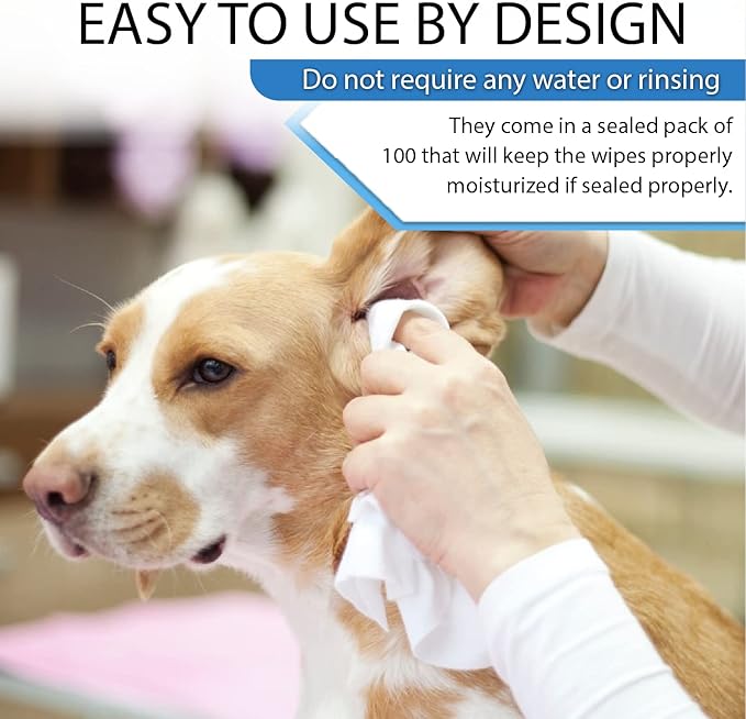 Dog Wipes for Pets Cats-100 Count All Purpose Unscented Wet Wipes for Paw Butt Cleaning,Grooming,AlcoholFree,Vitamin E,pH Balanced, 100% Natural