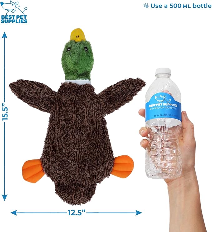 Best Pet Supplies Stuffing Free Squeaky Dog Toys for Small Dogs, Medium Dogs, and Large Dogs, Durable, Best Dog Chew Toy for Teething Puppy, Indoor Play, Holds Plastic Bottle - Wild Duck, Pig, Medium
