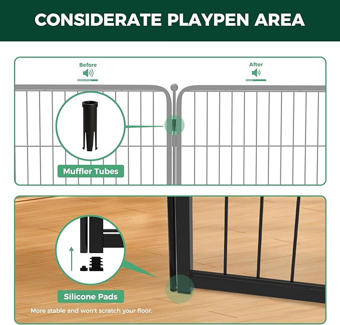 FXW Homeplus Dog Playpen Designed for Indoor Use, 45" Height for Large Dogs, BlackāPatented