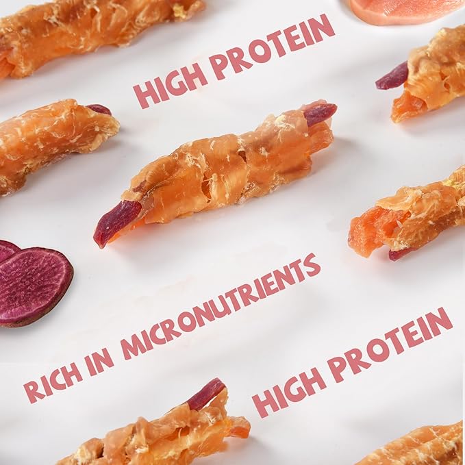 Dog Treats, Double Sweet Potato Chicken Jerky Wrapps Healthy Rawhide Free Dog Treats Chicken Jerky Low Fat High Protein Dog Snacks Chewy for Small Medium Large Dogs 10.58 OZ…