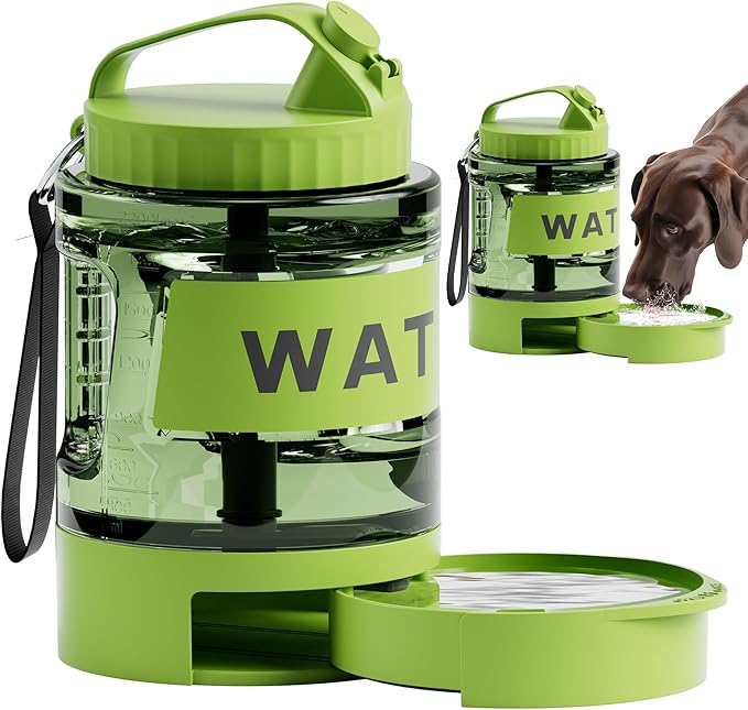 77oz Dog Water Bowl Dispenser, Dog Camping Essentials,Large Dog Travel Water Bottle with Pull-Out Drinking Bowl, Portable for Dog, Dog Beach Essentials Accessories, Car Water Bowl for Dogs, Bpa Free