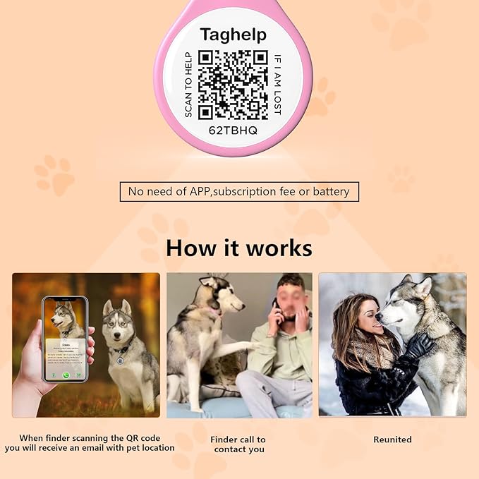 (2 Pack) QR Code Pet ID Dog cat Tags for Collar Personalized for Pet Online Profile - Scan QR Receive Instant Pet Location Alert Email, Anti-Lost,No Subscription fees (Black & Black, for Dog - 1.2")