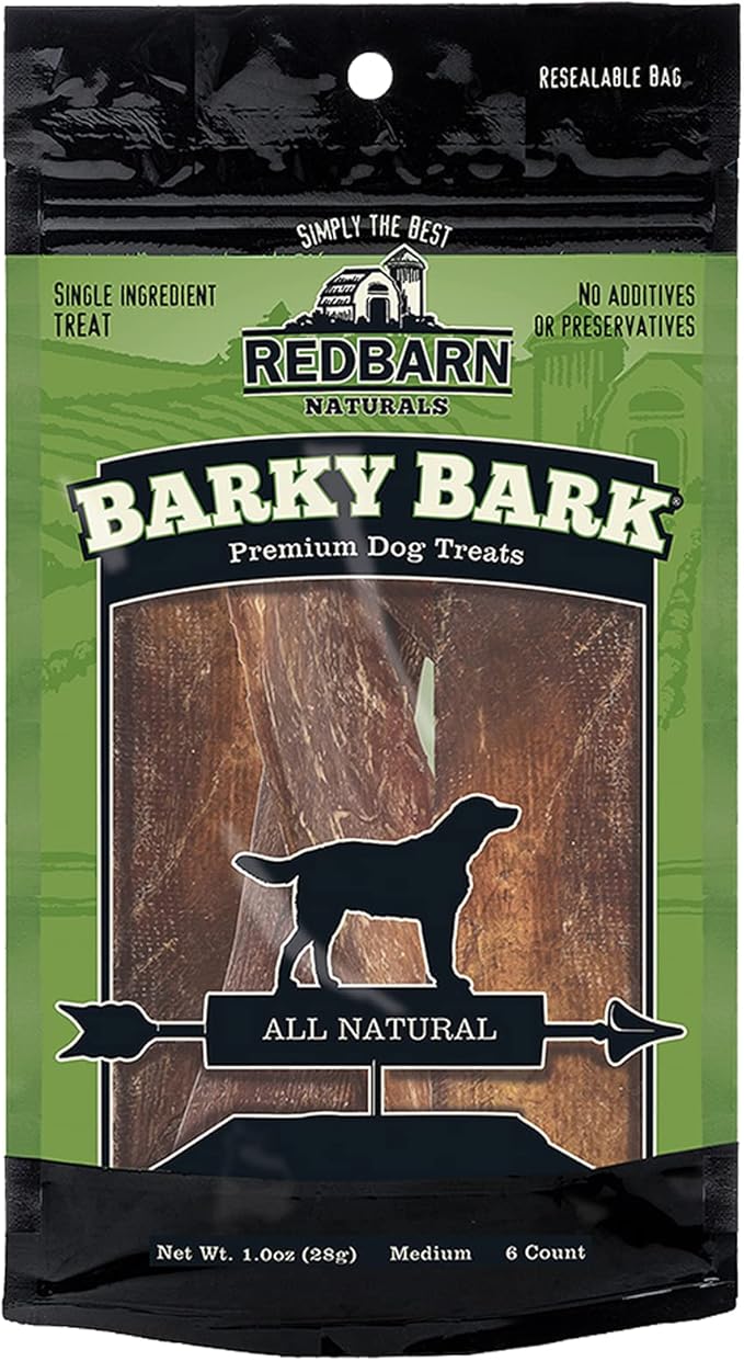 Redbarn All-Natural Barky Bark Beef Jerky for Dogs - Medium 4-5" Strips - Premium Grain-Free & Rawhide-Free Treats w/Chondroitin & Glucosamine for Joint Health - 6 Count