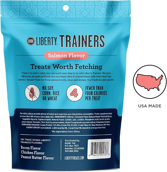 BIXBI Liberty Trainers, Salmon (6 oz, 1 Pouch) - Small Training Treats for Dogs - Low Calorie and Grain Free Dog Treats, Flavorful Pocket Size Healthy and All Natural Dog Treats