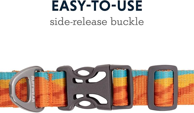 Ruffwear, Flat Out Dog Collar (Formerly Hoopie), Webbing Collar for Walking and Everyday Use, Fall Mountains, 11"-14"