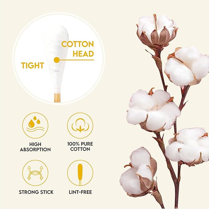 AnimoGoods⢠6 Inch Long Cotton Swabs for Dog Grooming - Eco-Friendly Q-Tips for Cats and Dogs - Dog Ear Cleaning Swabs - 100% Organic Bamboo and Cotton - 100pcs