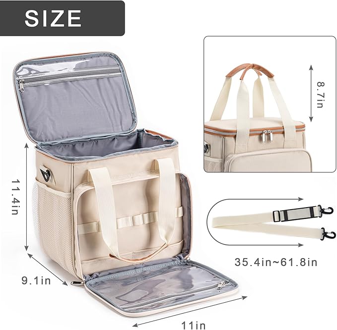 Pet Grooming Bag, Dog Grooming Supplies Organizer Tote Bag, Perfect for Pet Grooming Tool Kit Accessories-Cream