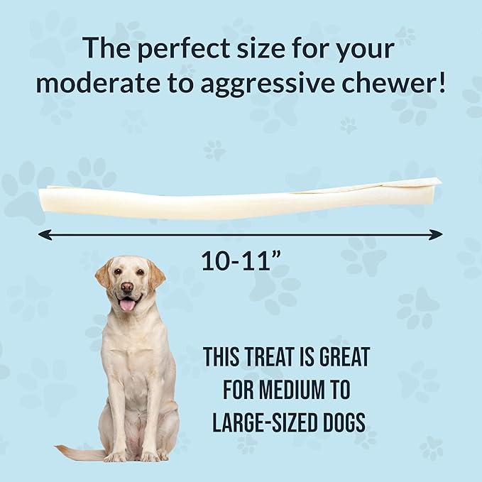 10-11" Skinny Stick Dog Rawhide Chews - Pack of 50 Long Lasting Rawhides for Dogs - All-Natural, Protein-Dense Beef Rawhide Bones for Small Dogs - Odor-Free and Great for Dental Health