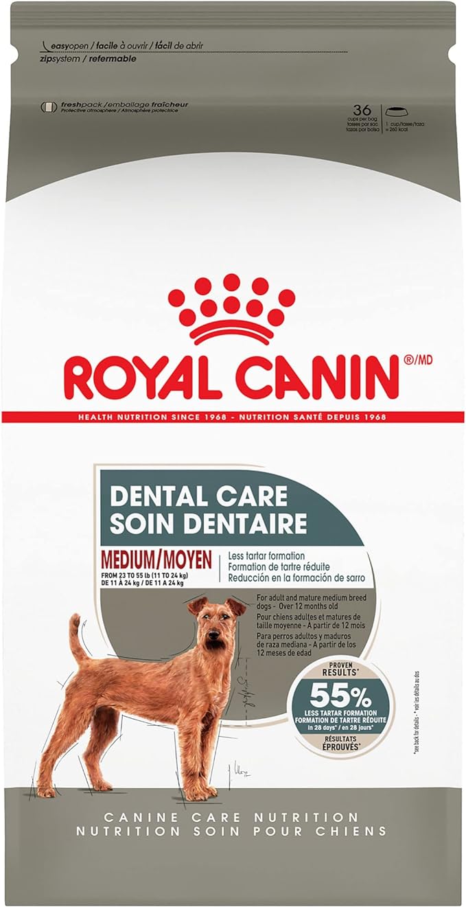 Royal Canin Medium Dog Dental Care Dry Dog Food, 28 lb bag