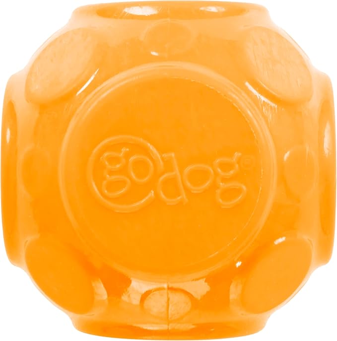 goDog 2-Pack Silent Squeak Ball Dog Toy Set, for Light to Moderate Chewers - Orange/Pink, 2-Pack