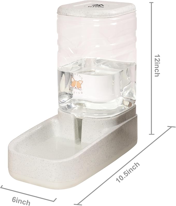 Automatic Pet Water Feeder, 3.8L Gravity Cat Water Dispenser with Cat Water Bowl, Large Capacity Water Feeder for Kitten & Small and Medium-Sized Dogs (White & Grey)