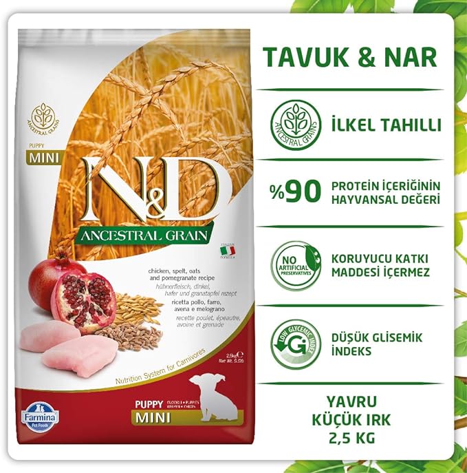 Natural And Delicious Chicken And Ancestral Low-Grain Puppy Formula Small Bites Dry Dog Food, 5.5-Pound