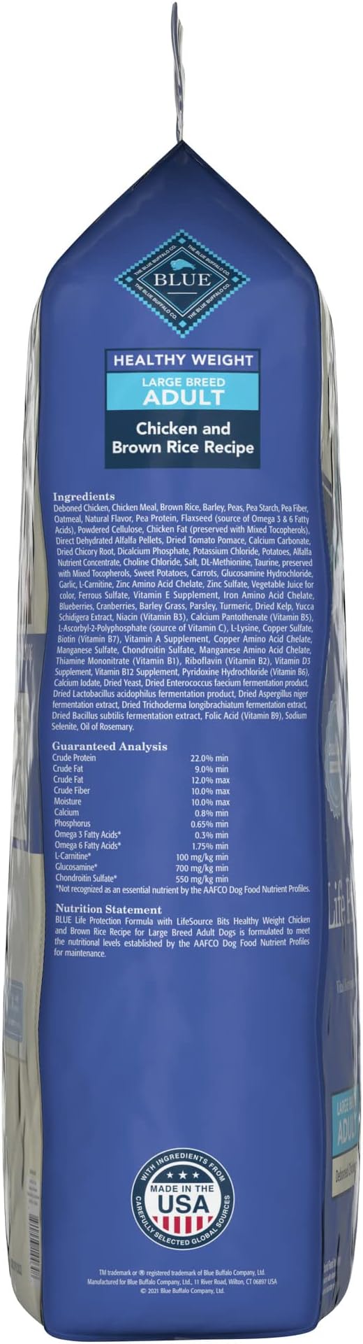 Blue Buffalo Life Protection Formula Natural Adult Large Breed Healthy Weight Dry Dog Food, Chicken and Brown Rice 34-lb