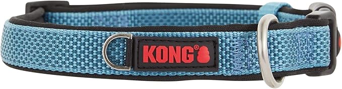 KONG Comfort Neoprene Padded Dog Collar offered by Barker Brands Inc. (Medium, Blue)