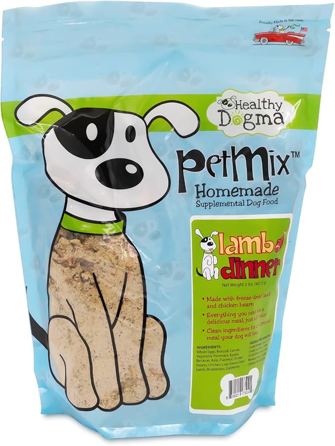 Healthy Dogma - PetMix Dehydrated Dog Food for Allergies - Grain Free, Freeze Dried, Raw, Homemade Dog Food (Lamb Dinner, 2 lbs)