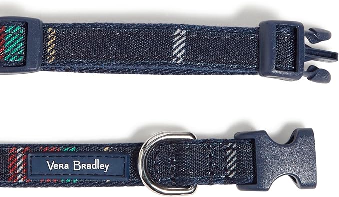 Vera Bradley Women's Recycled Lighten Up Water-repellent Adjustable Pet Collar, Tartan Plaid, Small