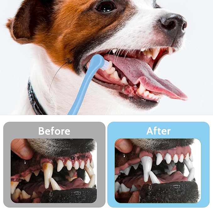 2 Pack Dog Toothbrush Cat Tooth Brush Pet Toothbrush Puppy Toothbrush Mini Head Soft Dog Toothbrush Deep Clean Kit for Puppy, Kitten, Small Dog & Cat, Portable Travel Friendly and Easy to Use