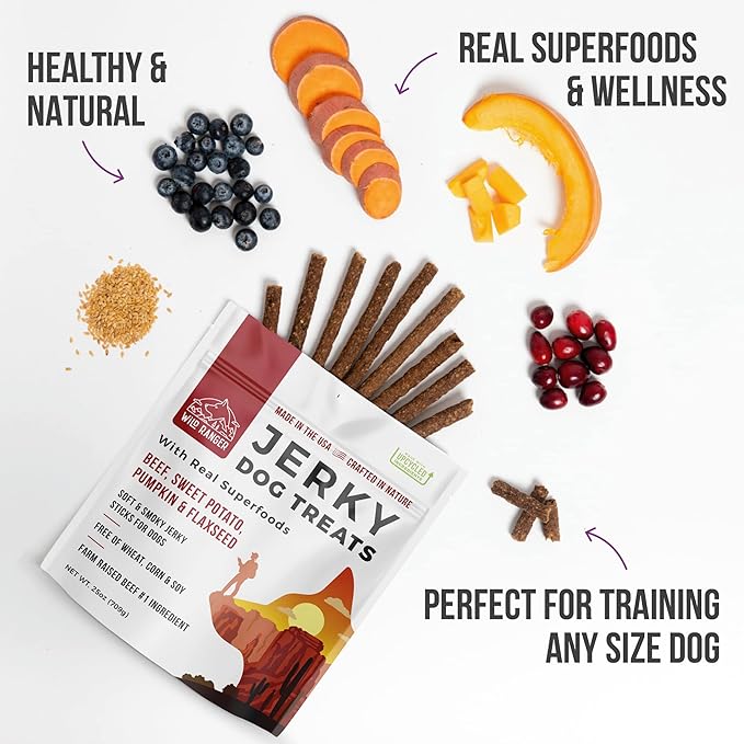Jerky Dog Treats - Premium All Natural Soft Jerky Chew Sticks for Dogs - Healthy, Natural, Grain Free Dog Treats Made in The USA