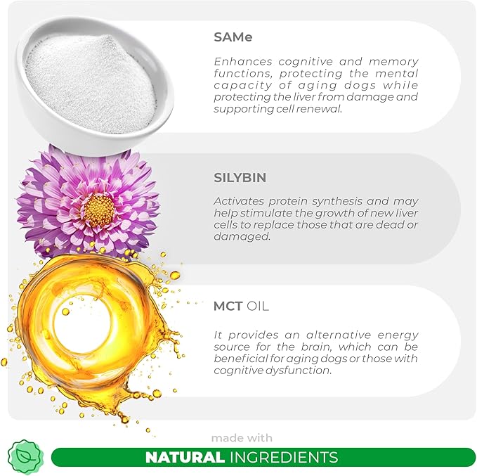 Same and Silybin for Dogs - S-Adenosyl-L-Methionine, Same for Dogs, Liver Supplements for Dogs, Brain Supplement for Dogs, Dog Liver Support Supplement (Soft Chews)