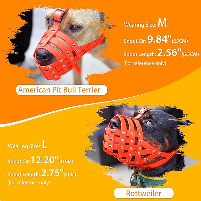 Mayerzon Pitbull Muzzle, Basket Muzzle for Medium Large Sized Dogs to Prevent Biting Scavenging Chewing, Soft Rottweiler Muzzle for Walking Training, Allow to Pant Drink, Lightweight and Sturdy