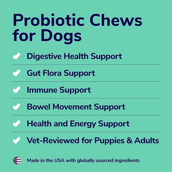 Probiotics for Dogs | Soft Dog Probiotics and Digestive Enzymes for Diarrhea, Gut Health, Itching Skin, Licking Paws | 60 Dog Probiotic Chews | Dog Health Supplies, Pet Supplies for Dogs