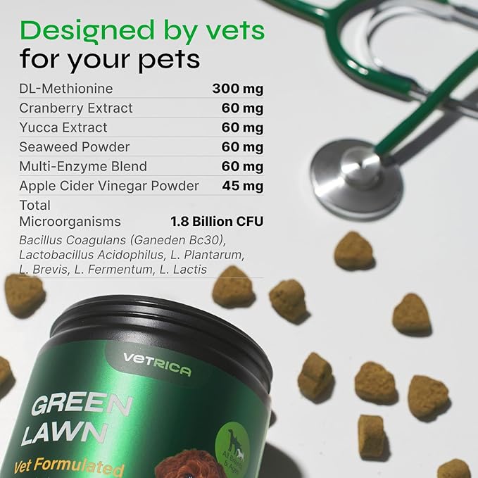 Dog Urine Neutralizer for Lawn - Grass Burn Spot Chews for Dogs - Dog Pee Lawn Spot Saver Caused by Dog Urine - Digestive Health Support Soft Chews - Grass Treatment Rocks - Grass Savers for Dog Urine