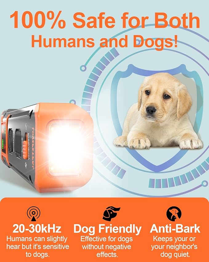 2024 Dog Training Bark Deterrent Device, Anti-Barking Device with HD Display and LED Flashlight for Dogs, Stop Bad Behavior Without Yelling or Swatting, Ultrasonic Stopper Alternative to Shock Collar