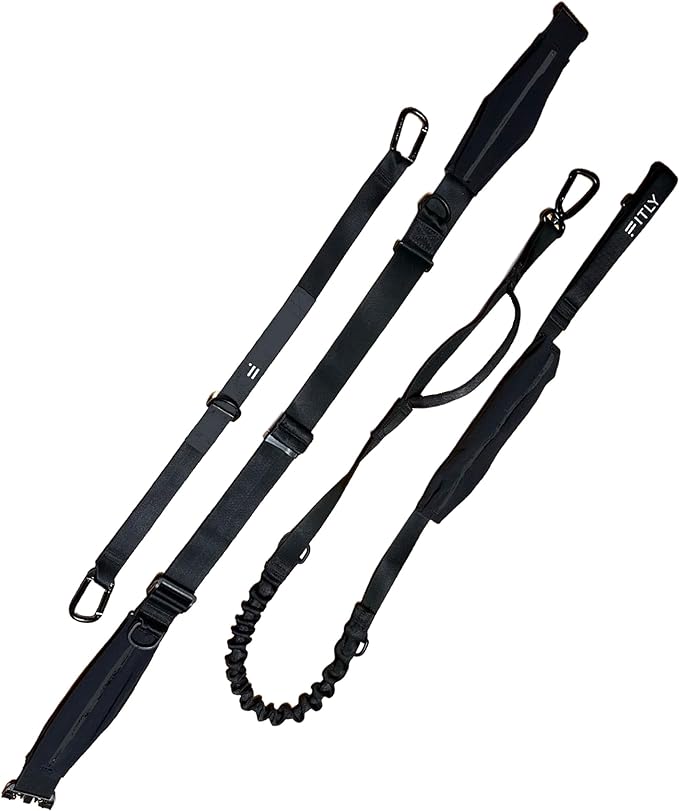 Dog Running Waist Belt - Running Dog Lead - Canicross Harness Carry Personal Items Running, Walks, Hikes - Waist Leads for Dogs with Belt Pouch, Converts into Canicrossing Line - Nifty Black