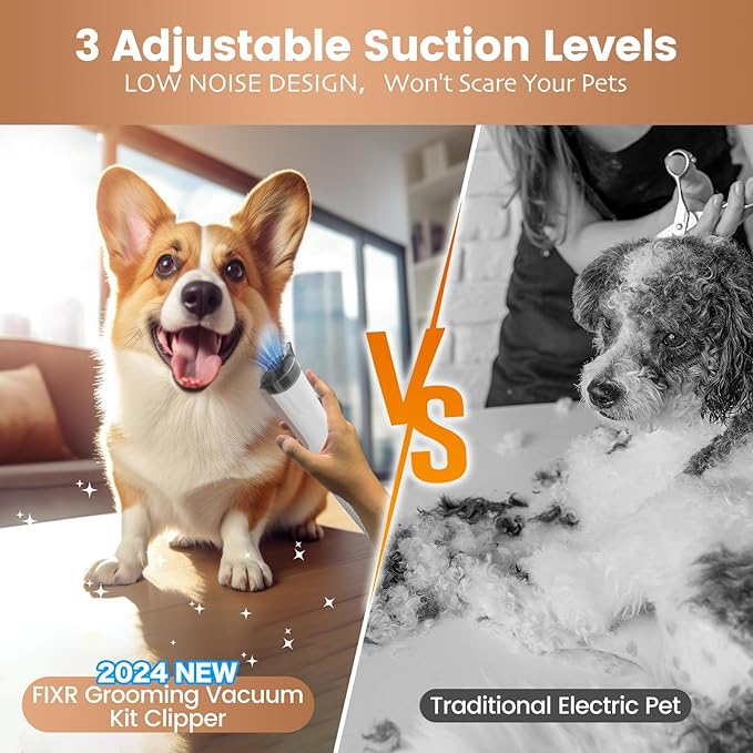 Dog Grooming Vacuum – Dog Hair Vacuum for Shedding Grooming, Pet Vacuum Grooming Kit with 11000Pa Suction Power – includes 4 Grooming Tools for Dogs and Cats – Perfect for Pet Grooming, PG50.