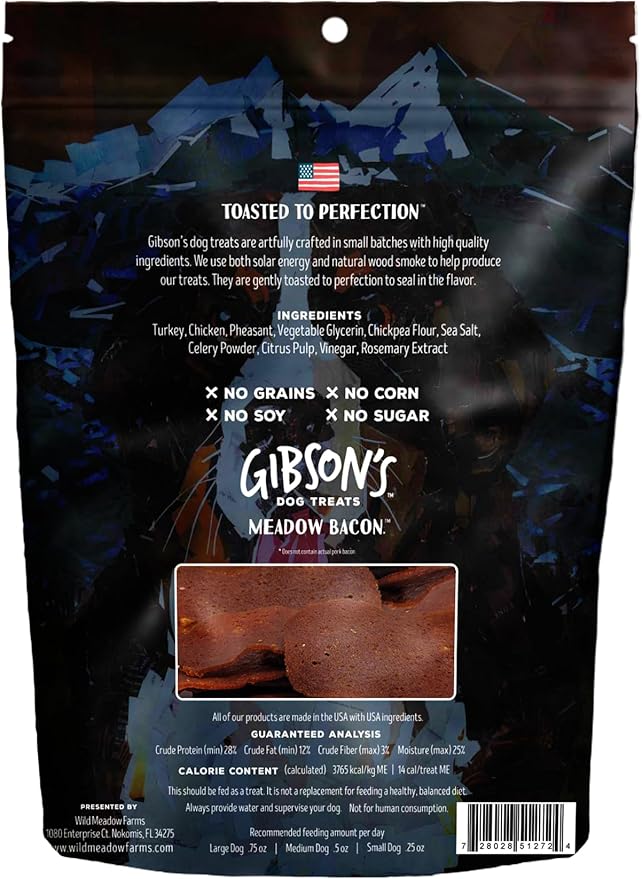 Wild Meadow Farms - Gibson's Meadow Bacon with Pheasant, Soft Jerky Dog Treats, Crafted with Real Meat, Aromatic, and Grain-Free for Training and Rewarding Dogs of All Breeds & Ages - 3 Ounce Pouch