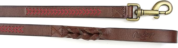 Rawlings | Baseball Stitch Leather Dog Leash | 5 Ft. | Multiple Colors