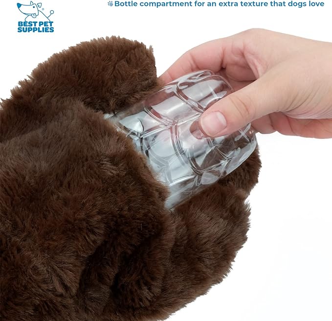 Best Pet Supplies Stuffing Free Squeaky Dog Toys for Small Dogs, Medium Dogs, and Large Dogs, Durable, Best Dog Chew Toy for Teething Puppy, Indoor Play, Holds Plastic Bottle - Monkey, Large