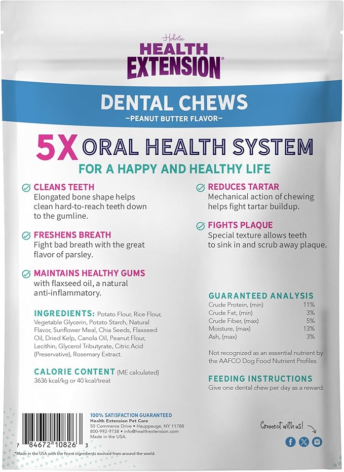 Health Extension Dog Chew Bone Treats, Puppy Training Treat, Small Sticks for Dental Teeth Cleaning & Breath Freshener, Peanut Butter Flavor (Pack of 14)