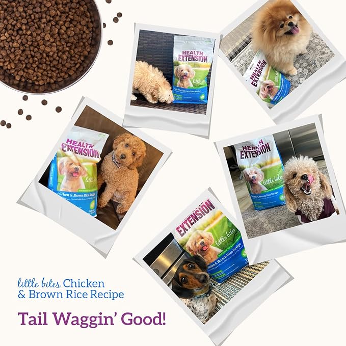 Health Extension Little Bites Dry Dog Food, Natural Food with added Vitamins & Minerals, Suitable for Teacup, Toy & Small Dogs, Chicken & Brown Rice Recipe (4 Pound / 1.8 Kg)