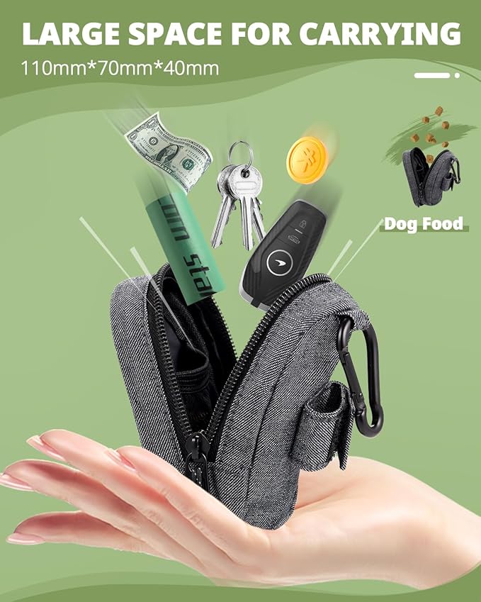 Dog Poop Bag Holder, Hands Free Cute Dog Poop Bag Dispenser for Leash with Big Opening Pet Waste Bag Holder Zippered Pouch with Carabiner Hook Velcro Waterproof Pet Poop Bag Holder(Doggy Bag Excluded)