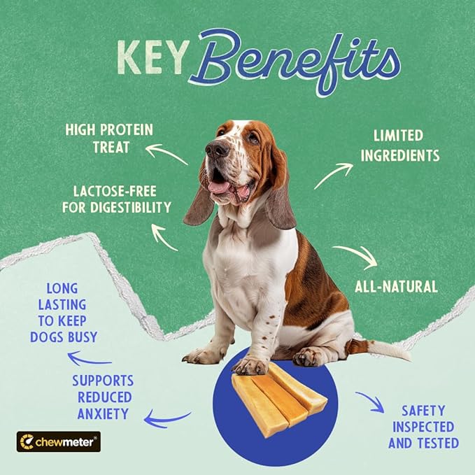 Chewmeter Himalayan Yaky Cheese Chew, 100% Natural, Long Lasting, Gluten Free, Healthy & Safe Dog Treats, Lactose & Grain Free, Protein Rich, Stain Free, Medium, For Dogs 35 Lbs & Under, 2.3 oz